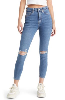 Topshop Jamie Ripped Ankle Skinny Jeans in Mid Blue