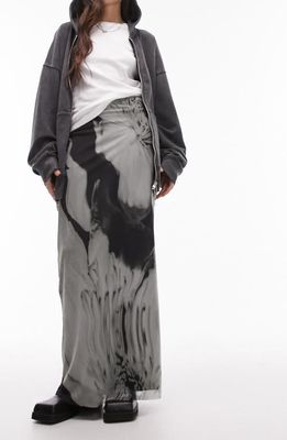 Topshop Jersey Mesh Maxi Skirt in Grey