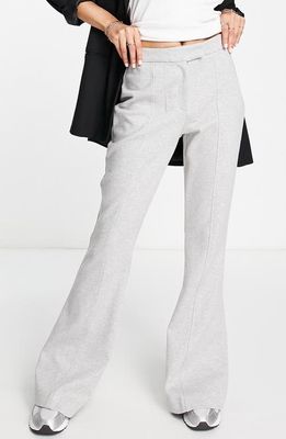 Topshop Jersey Twill Flare Trousers in Light Grey