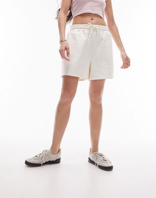 Topshop jogger short in ecru-White
