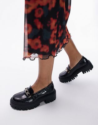 Topshop Lacey chunky loafers in black
