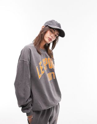 Topshop Le Sports sweatshirt in washed black - part of a set