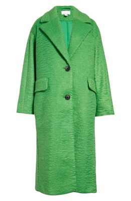 Topshop Long Brushed Coat in Mid Green
