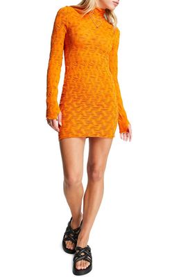 Topshop Long Sleeve Minidress in Orange