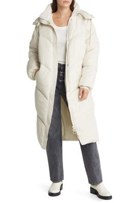 Topshop Longline Puffer Coat in Off White
