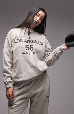Topshop Los Angeles Cotton Blend Sweatshirt in Beige