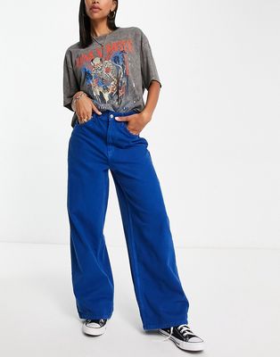 Topshop low-slung jeans in cobalt blue