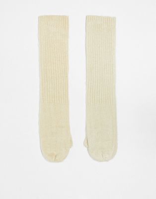 Topshop Mae long mittens in cream-White