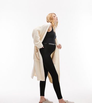 Topshop Maternity branded elastic legging in black