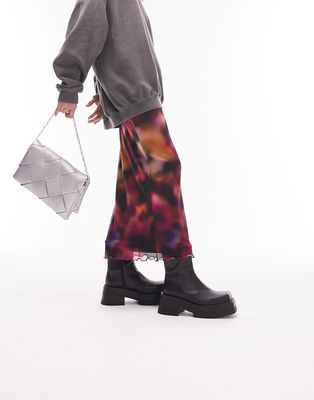 Topshop mesh blurred midi skirt in multi
