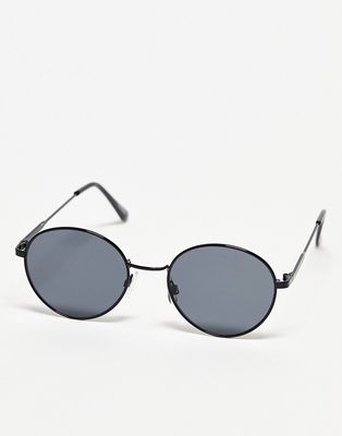 Topshop metal round sunglasses in black