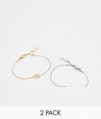 Topshop Miami 2 pack bracelet with charm in multi