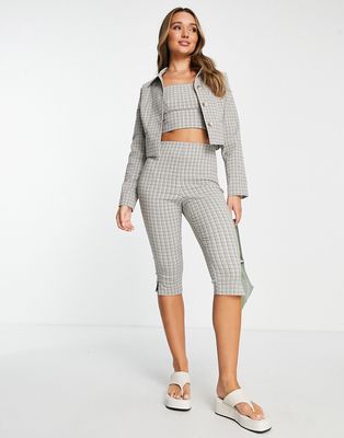 Topshop mini cropped jacket in multi check - part of a set