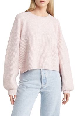 Topshop Mixed Stitch Balloon Sleeve Crop Sweater in Pink