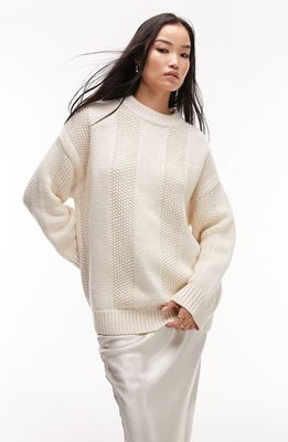 Topshop Mixed Stitch Sweater in Ivory