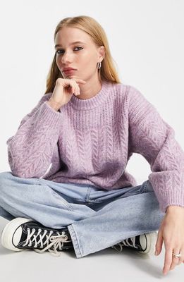 Topshop Mixed Stitch Sweater in Lilac