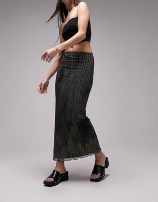 Topshop mock knit midi skirt with picot trim in black