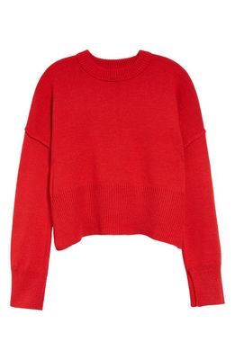 Topshop Notch Hem Crop Sweater in Red