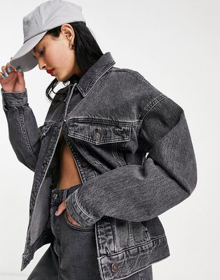 Topshop over-sized denim jacket in gray