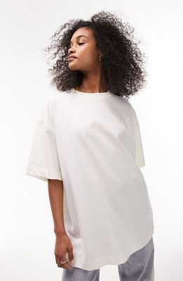 Topshop Oversize Cotton T-Shirt in Cream