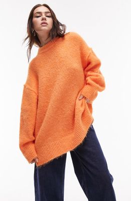 Topshop Oversize Crewneck Sweater in Orange