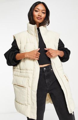 Topshop Oversize Puffer Vest in White