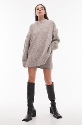 Topshop Oversize Pullover Sweater in Brown