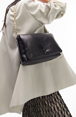 Topshop Padded Chain Faux Leather Crossbody Bag in Black