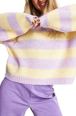 Topshop Pastel Stripe Sweater in Purple Multi
