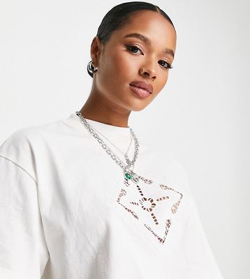 Topshop Petite crochet cropped tee in white