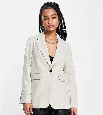 Topshop Petite fitted blazer in pale gray