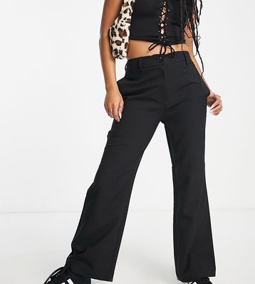 Topshop Petite slouch straight pants in black