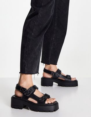 Topshop Petro chunky flat sandals in black