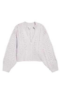 Topshop Pointelle V-Neck Crop Cardigan in Lilac