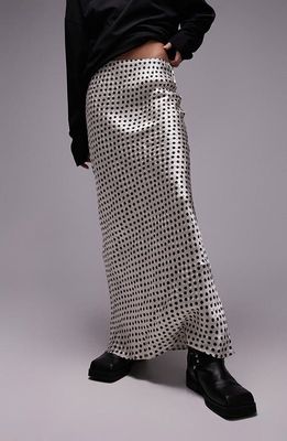 Topshop Polka Dot Jacquard Maxi Skirt in Ivory
