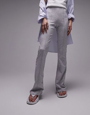 Topshop premium edit seam front flared pants in gray - part of a set