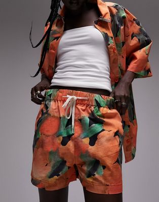 Topshop print shorts in orange - part of a set