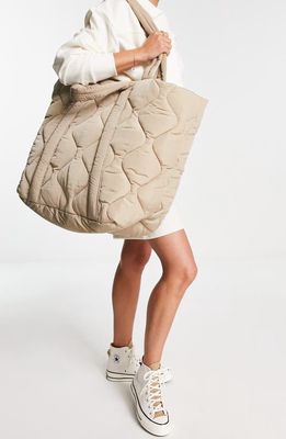 Topshop Puffy Onion Quilted Tote in Stone