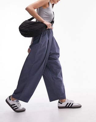Topshop pull on pleated balloon pants in blue