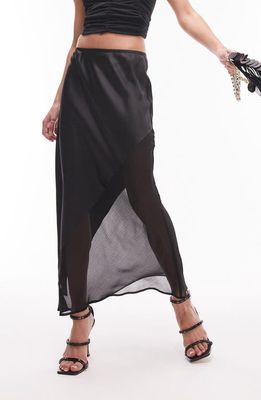 Topshop Raw Hem Bias Cut Maxi Skirt in Black