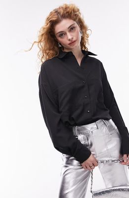 Topshop Relaxed Fit Button-Up Shirt in Black