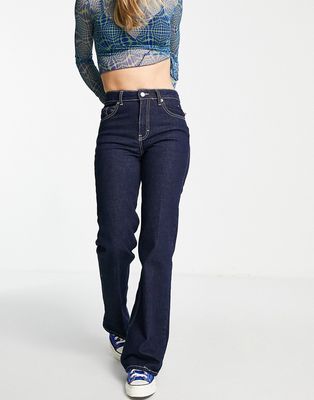 Topshop relaxed flare jean in raw indigo-Blue