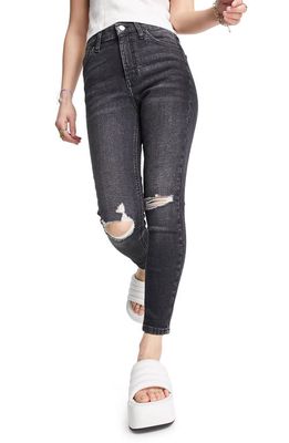 Topshop Ripped Skinny Jeans in Light Blue