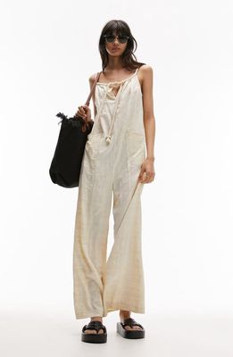 Topshop Rope Strap Wide Leg Jumpsuit in Ivory