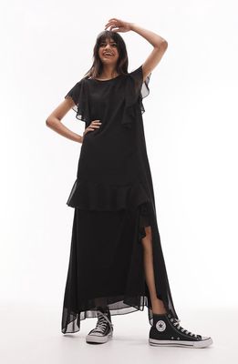 Topshop Ruffle Dress in Black