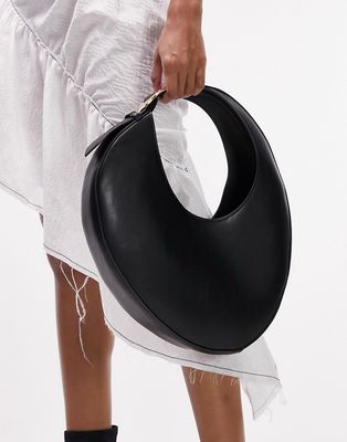 Topshop Sabah structured scoop shoulder bag in black
