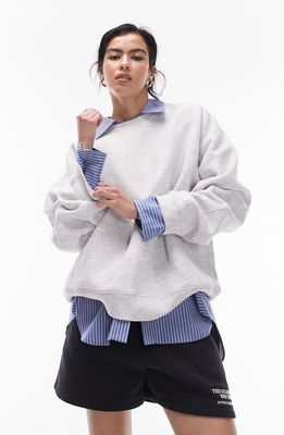 Topshop Seam Oversize Cotton Blend Sweatshirt in Grey