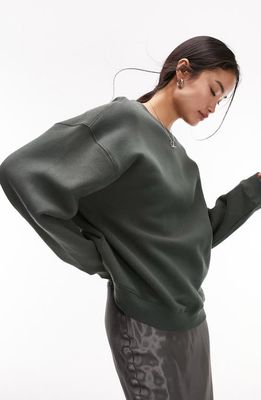 Topshop Seam Oversize Sweatshirt in Khaki