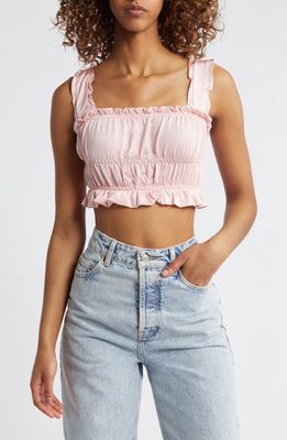 Topshop Shirred Crop Camisole in Pink at Nordstrom, Size Medium