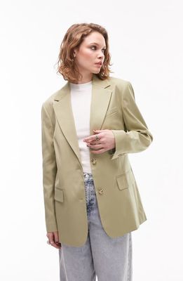 Topshop Single Breasted Blazer in Light Green